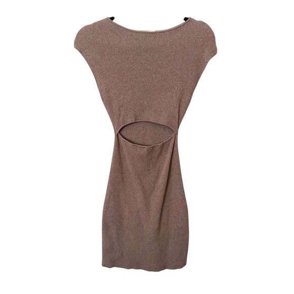 ARITZIA Wilfred Ribbed Knit Cutout Mini‎ Dress Brown XS - Picture 2 of 5